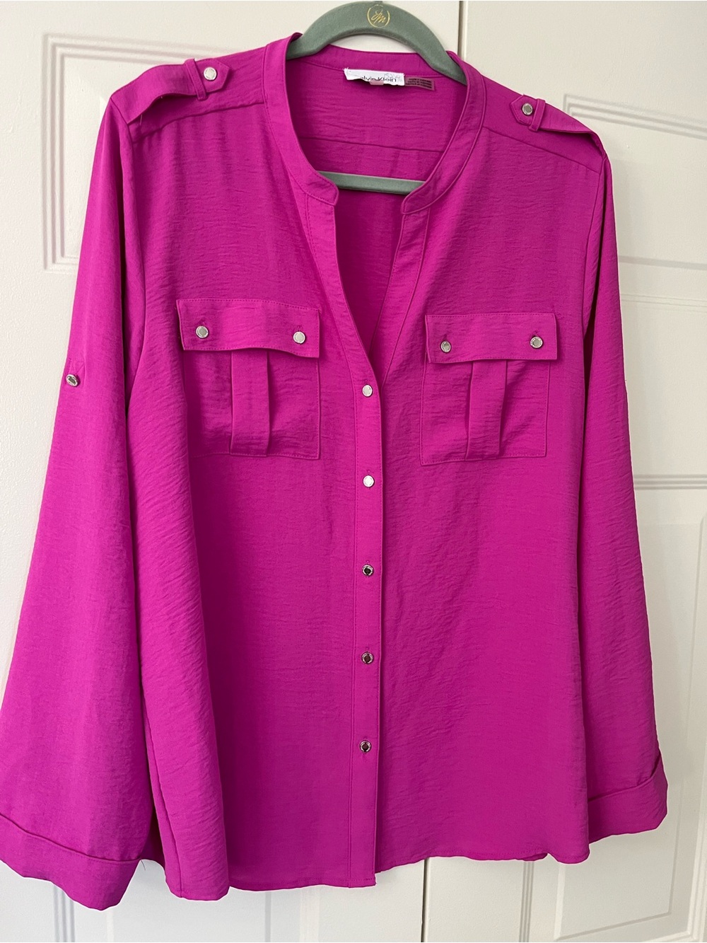 Calvin Klein XL Magenta Utility Button Down